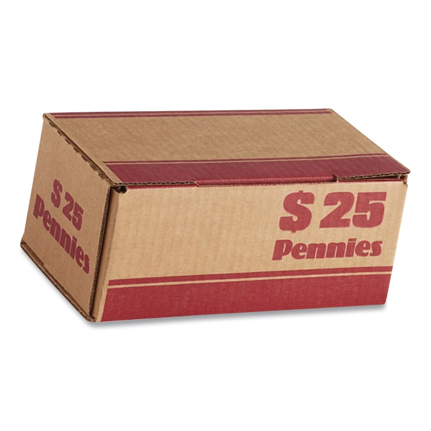 CONTROLTEK® Pennies Coin Box, Accommodates $25 in Pennies, 15.5" x 19.25" x 4.5", Red/Kraft, 50/Pack (CNK560059)