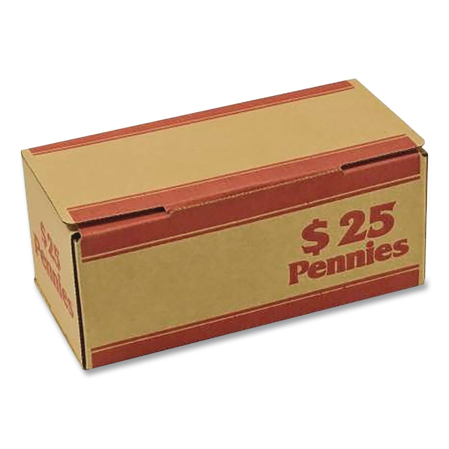 CONTROLTEK® Pennies Coin Box, Accommodates $25 in Pennies, 15.5" x 19.25" x 4.5", Red/Kraft, 50/Pack (CNK560059)