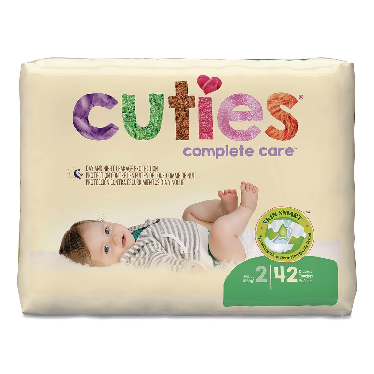 Cuties® Complete Care Diapers, Size 2, 12 lbs to 18 lbs, 168/Carton (CTJCR2001)
