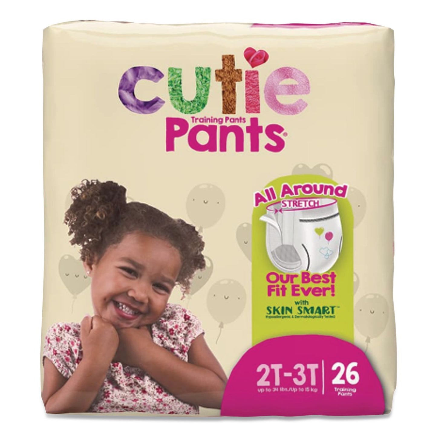 Cuties® CutiePants Refastenable Training Pants for Girls, 2T-3T, Up to 34 lbs, 104/Carton (CTJCR7008)