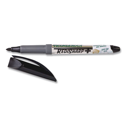 Ticonderoga® RediSharp+ Permanent Markers, Fine Tip, Black (DIX98207EA)