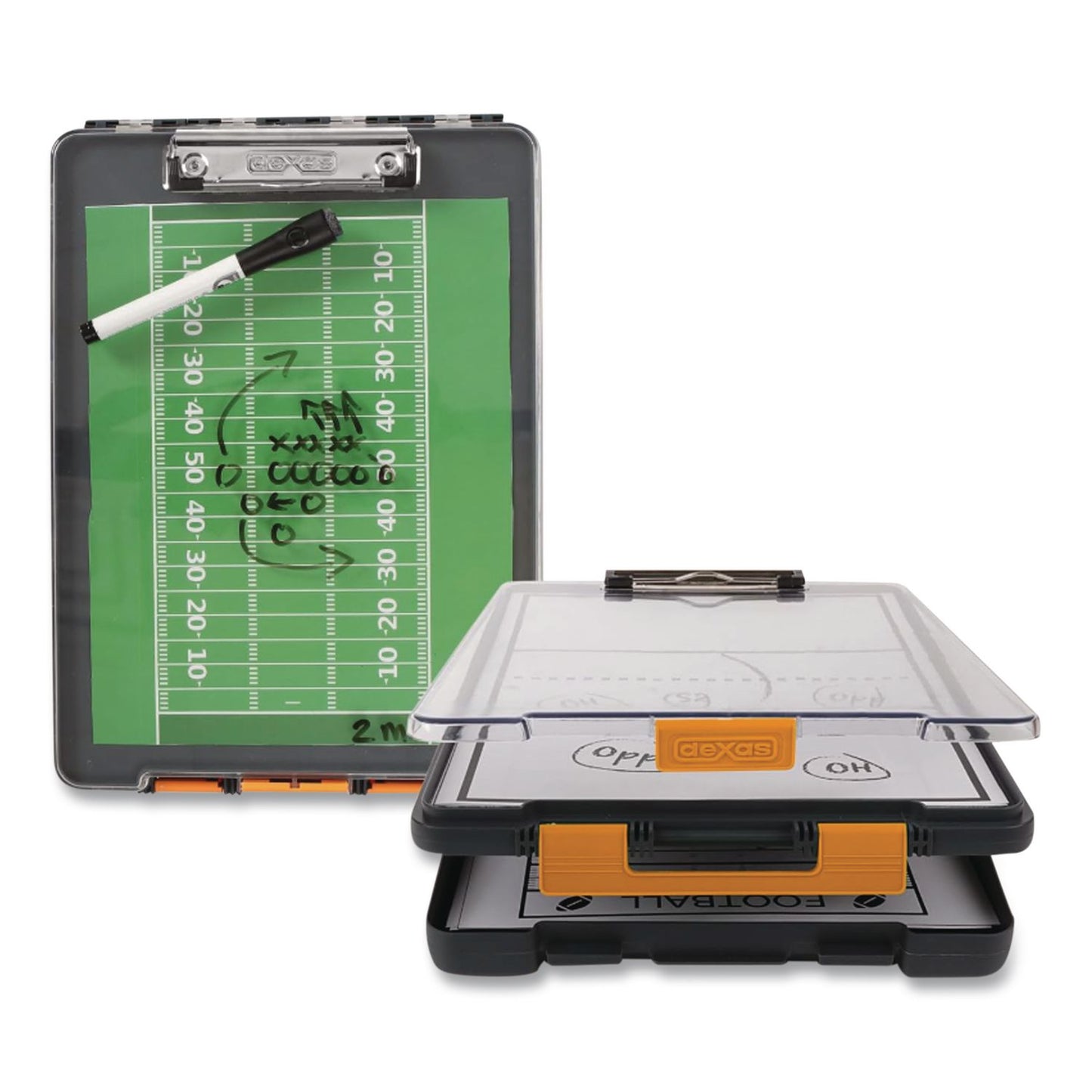 Dexas® ClearView Clipcase Storage Clipboard, 0.35" Clip Capacity, Holds 8.87 x 12.25 Sheets, Gray/Orange (DSE5717804)