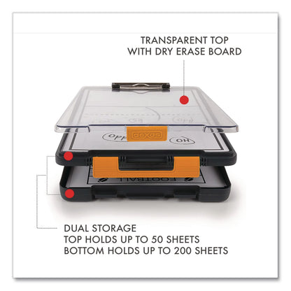 Dexas® ClearView Clipcase Storage Clipboard, 0.35" Clip Capacity, Holds 8.87 x 12.25 Sheets, Gray/Orange (DSE5717804)