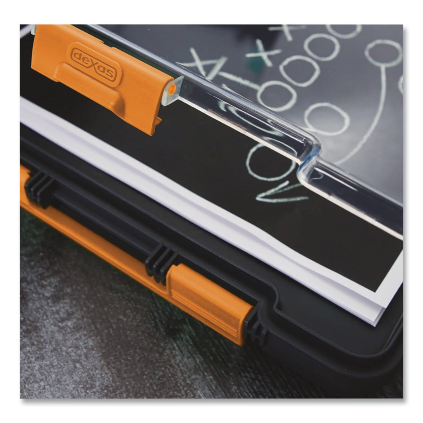 Dexas® ClearView Clipcase Storage Clipboard, 0.35" Clip Capacity, Holds 8.87 x 12.25 Sheets, Gray/Orange (DSE5717804)
