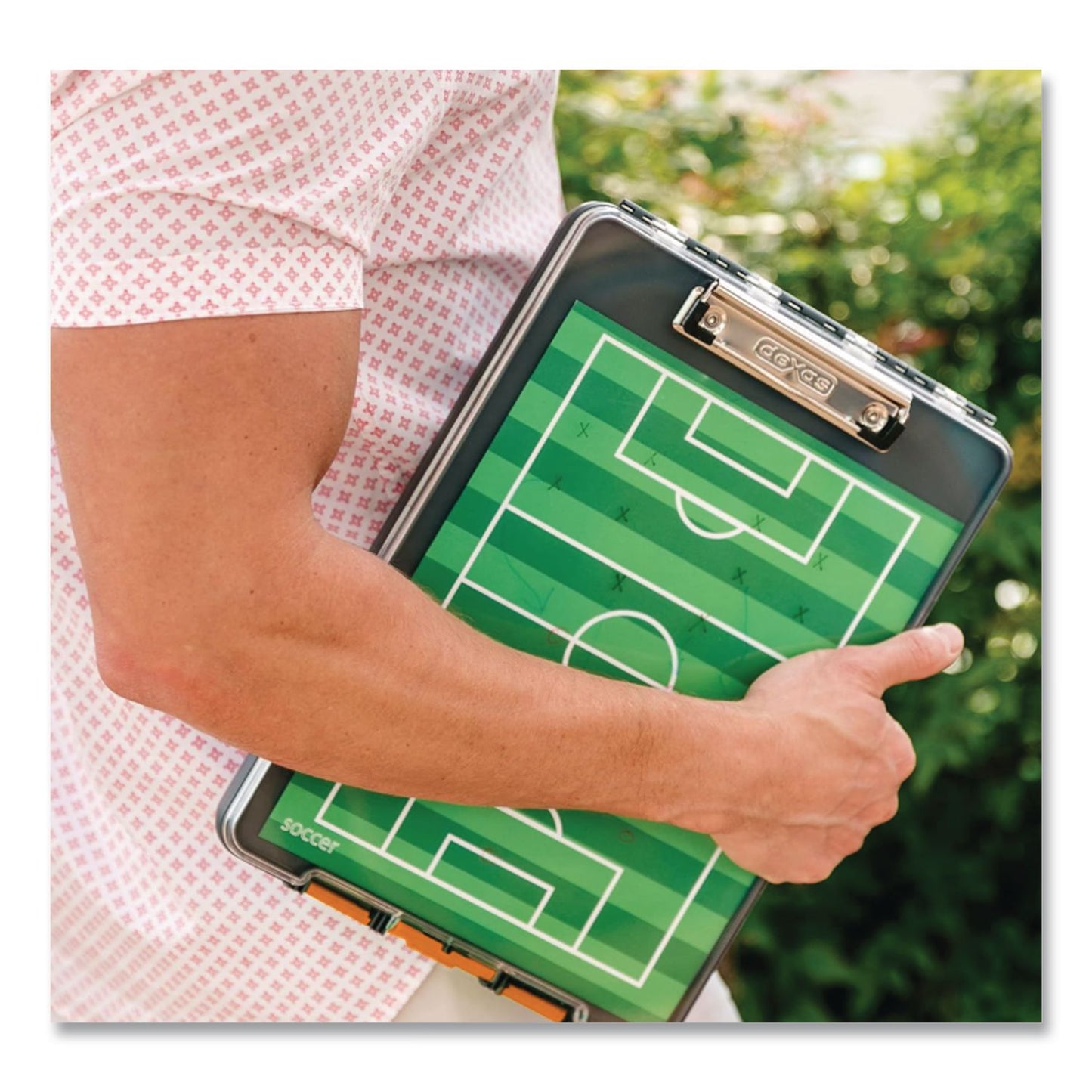 Dexas® ClearView Clipcase Storage Clipboard, 0.35" Clip Capacity, Holds 8.87 x 12.25 Sheets, Gray/Orange (DSE5717804)