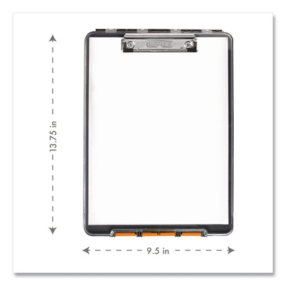Dexas® ClearView Clipcase Storage Clipboard, 0.35" Clip Capacity, Holds 8.87 x 12.25 Sheets, Gray/Orange (DSE5717804)