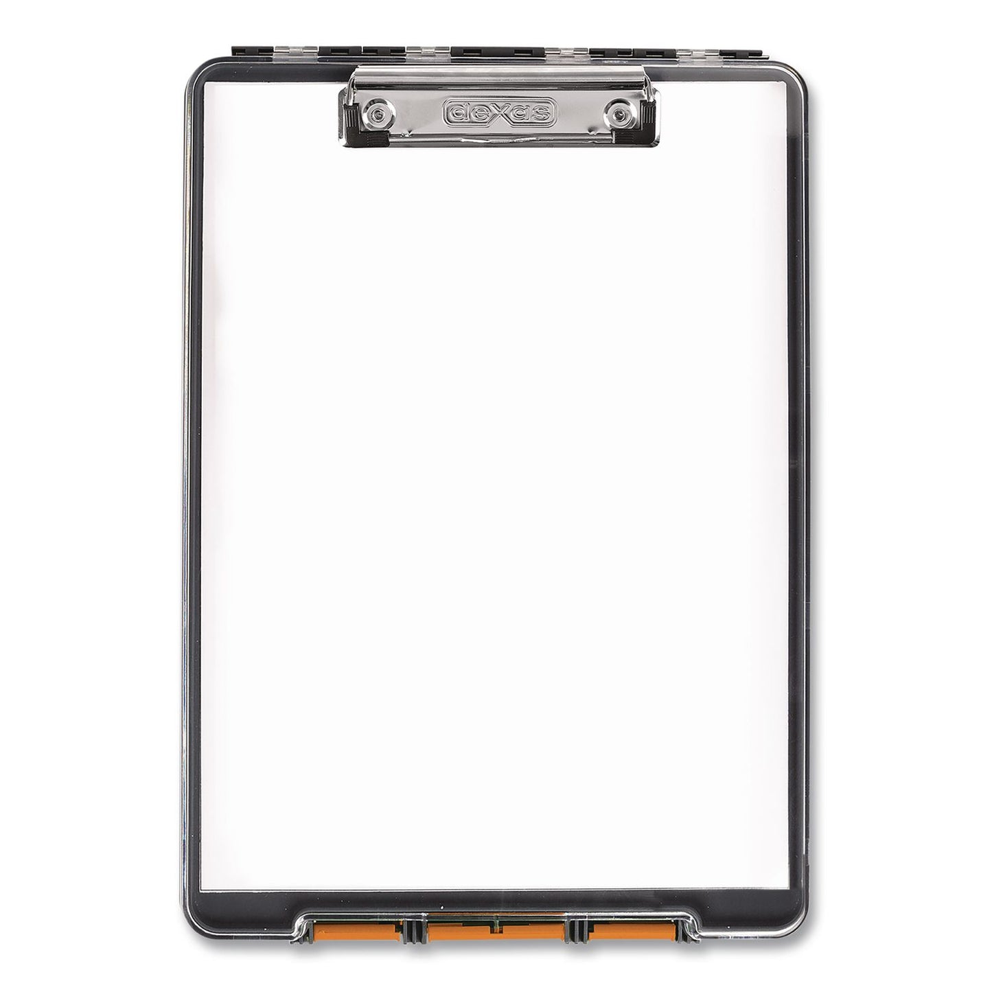 Dexas® ClearView Clipcase Storage Clipboard, 0.35" Clip Capacity, Holds 8.87 x 12.25 Sheets, Gray/Orange (DSE5717804)