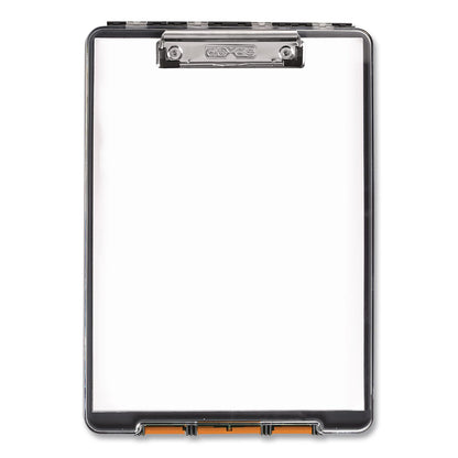 Dexas® ClearView Clipcase Storage Clipboard, 0.35" Clip Capacity, Holds 8.87 x 12.25 Sheets, Gray/Orange (DSE5717804)