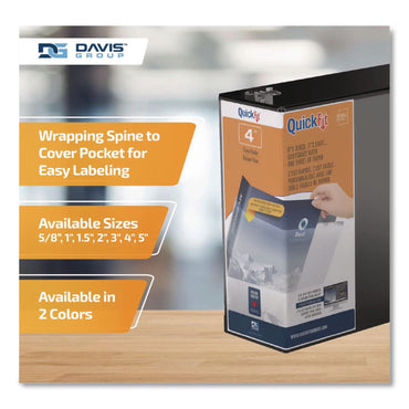 Stride QuickFit D-Ring View Binder, 3 Rings, 4" Capacity, 11.5 x 8, Black (DVO870601)