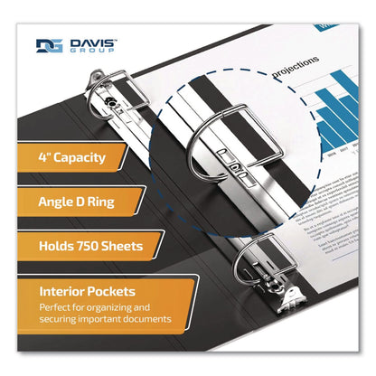 Stride QuickFit D-Ring View Binder, 3 Rings, 4" Capacity, 11.5 x 8, Black (DVO870601)