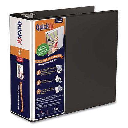 Stride QuickFit D-Ring View Binder, 3 Rings, 4" Capacity, 11.5 x 8, Black (DVO870601)