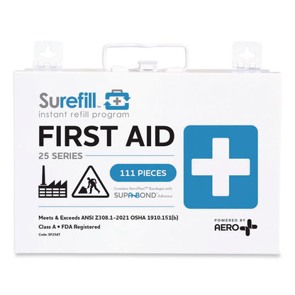 SUREFILL™ 25 ANSI 2021 A+ First Aid Kit with Metal Case, 111 Pieces (AOHSF25AT)
