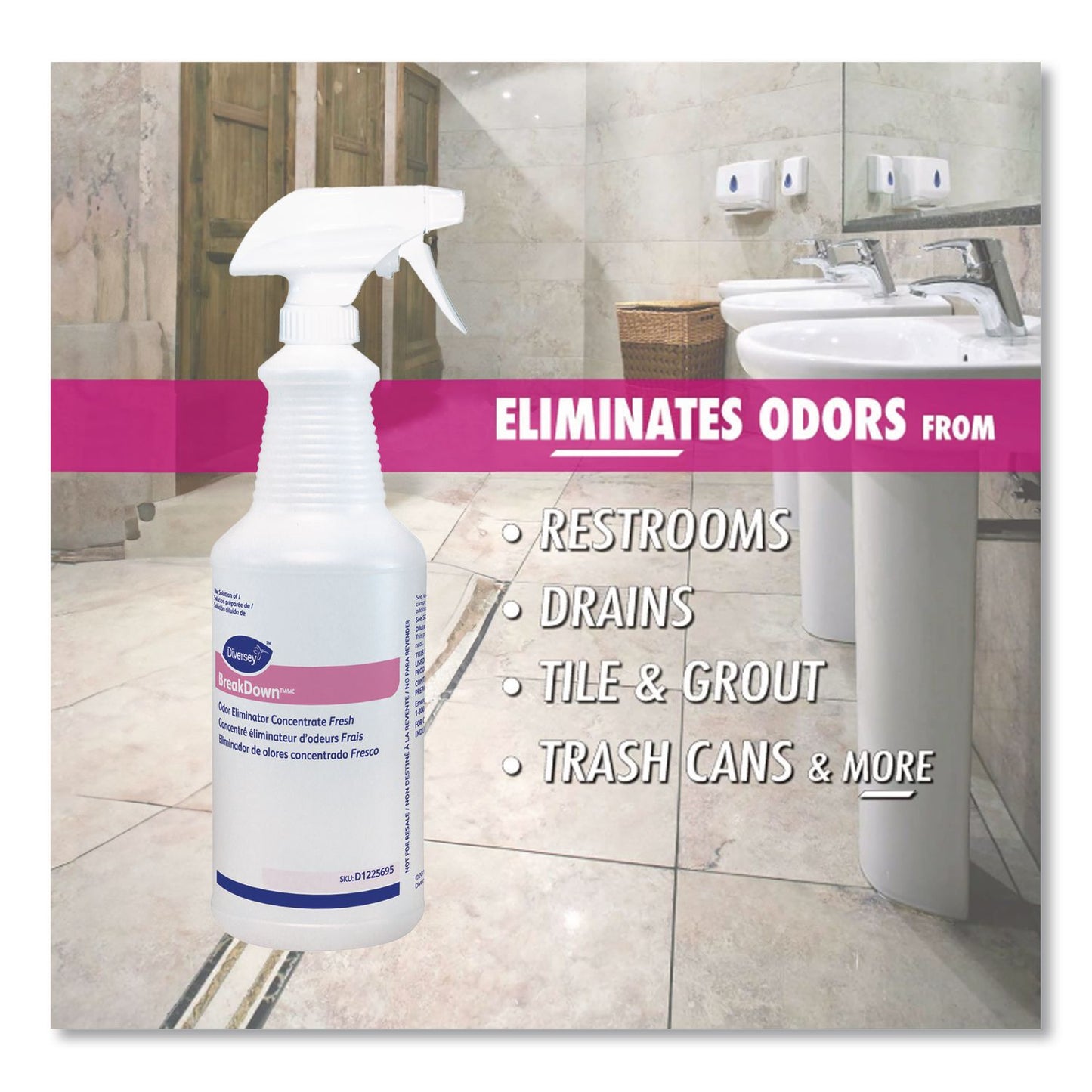 Diversey™ BreakDown Empty Spray Bottle, 32 oz, Clear, 12/Carton (DVOD1225695)