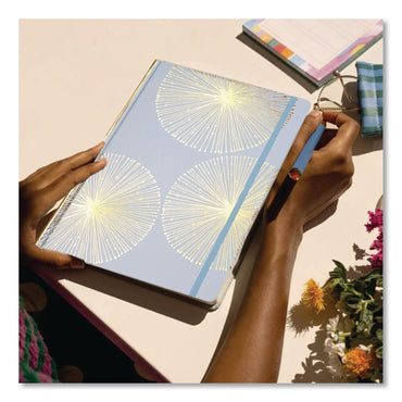DesignWorks Ink® Hardcover Journal, Organics Dandelion Artwork, Narrow Rule, Sky Blue/Gold Cover, (100) 10 x 7 Sheets (DWOJD801019)