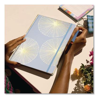 DesignWorks Ink® Hardcover Journal, Organics Dandelion Artwork, Narrow Rule, Sky Blue/Gold Cover, (100) 10 x 7 Sheets (DWOJD801019)