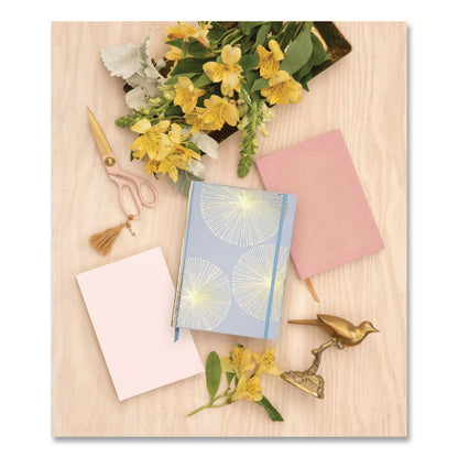 DesignWorks Ink® Hardcover Journal, Organics Dandelion Artwork, Narrow Rule, Sky Blue/Gold Cover, (100) 10 x 7 Sheets (DWOJD801019)
