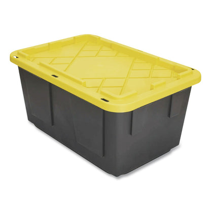 GreenMade™ Storage Bin with Snap Lid, 108 qt, 20.5 x 30.5 x 14.7, Black/Yellow (GND669871)