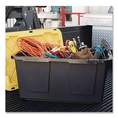 GreenMade™ Storage Bin with Snap Lid, 108 qt, 20.5 x 30.5 x 14.7, Black/Yellow (GND669871)