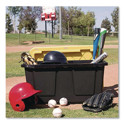 GreenMade™ Storage Bin with Snap Lid, 108 qt, 20.5 x 30.5 x 14.7, Black/Yellow (GND669871)