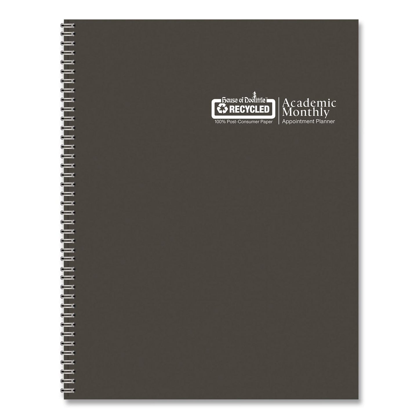 House of Doolittle™ Recycled Academic Monthly Appointment Planner, 11 x 8.5, Charcoal Gray Cover, 14-Month: July 2025 to Aug 2026 (HOD22650326)