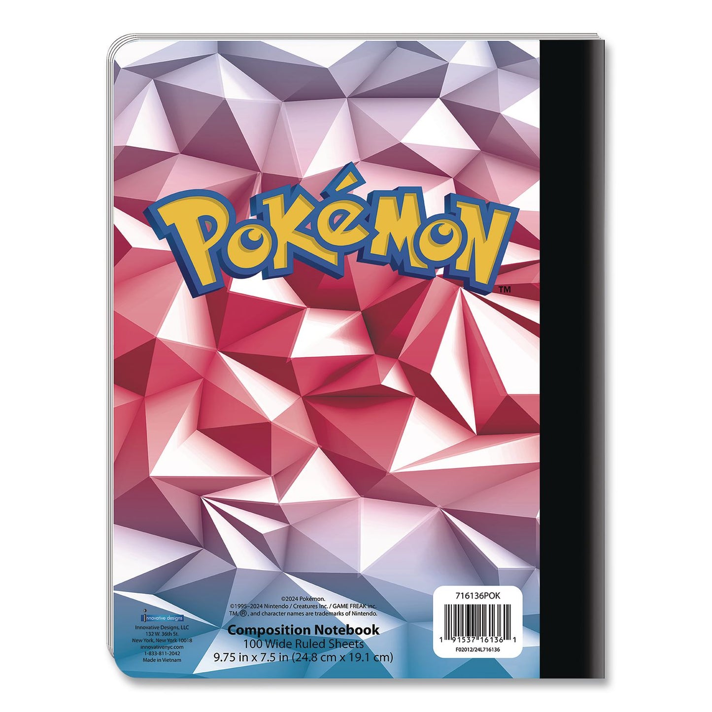 Innovative Designs Licensed Composition Book, Pokemon, Wide/Legal Rule, Multicolor Cover, (100) 9.75 x 7.5 Sheets (IDI716136POKSA)