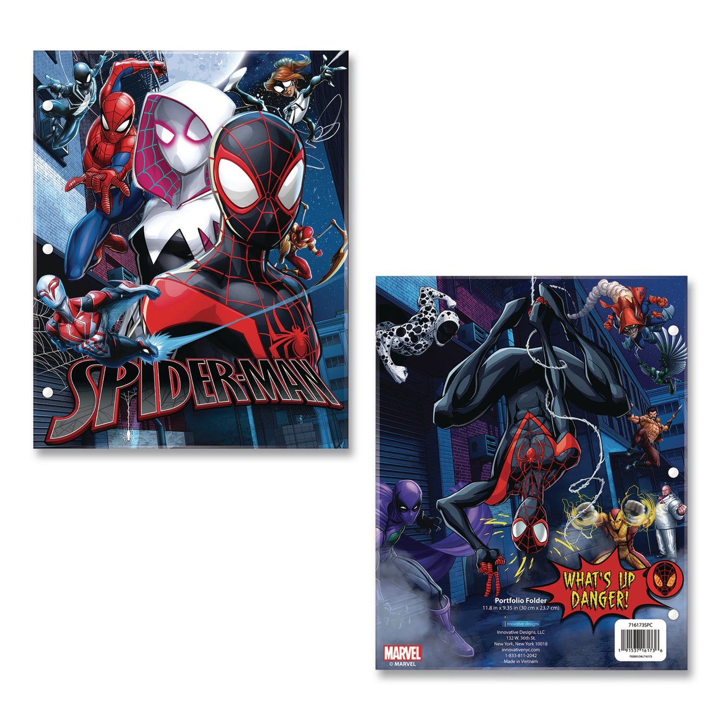 Innovative Designs Licensed Two-Pocket Folder, Marvel Spiderman, Side: 3-Hole Punched, Accommodates (50) 11 x 8.5 Sheets, Multicolor (IDI716173SPCSA)