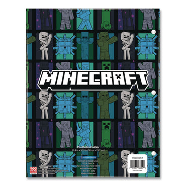 Innovative Designs Licensed Two-Pocket Folder, Minecraft, Side: 3-Hole Punched, Accommodates (50) 11 x 8.5 Sheets, Multicolor (IDI716604MCRSA)