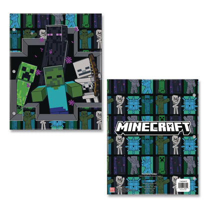 Innovative Designs Licensed Two-Pocket Folder, Minecraft, Side: 3-Hole Punched, Accommodates (50) 11 x 8.5 Sheets, Multicolor (IDI716604MCRSA)