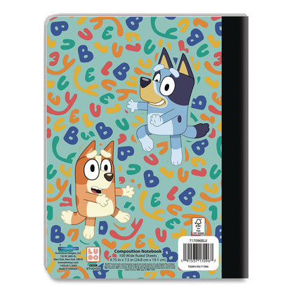 Innovative Designs Licensed Composition Book, Bluey and Bingo, Wide/Legal Rule, Multicolor Cover, (100) 9.75 x 7.5 Sheets (IDI717096BLUSA)
