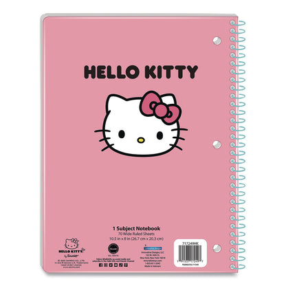 Innovative Designs Licensed Spiral Notebook, Hello Kitty, 1-Subject, Wide/Legal Rule, Multicolor Cover, (70) 10.5 x 8 Sheets (IDI717249HKSA)