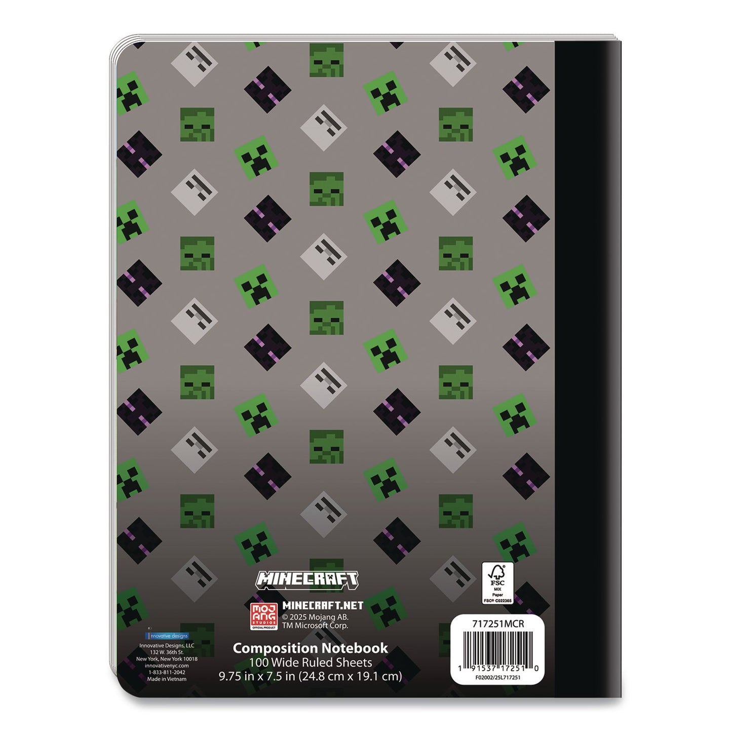 Innovative Designs Licensed Composition Book, Minecraft, Wide/Legal Rule, Multicolor Cover, (100) 9.75 x 7.5 Sheets (IDI717251MCRSA)