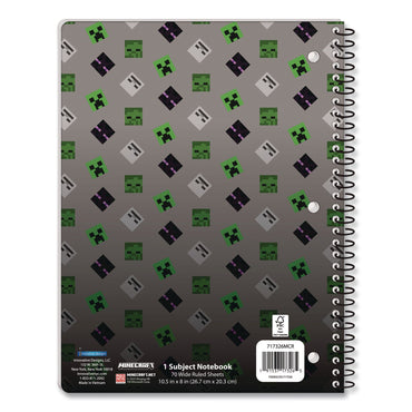 Innovative Designs Licensed Spiral Notebook, Minecraft, 1-Subject, Wide/Legal Rule, Multicolor Cover, (70) 10.5 x 8 Sheets (IDI717326MCRSA)