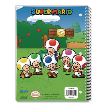 Innovative Designs Licensed Spiral Notebook, Super Mario, 1-Subject, Wide/Legal Rule, Multicolor Cover, (70) 10.5 x 8 Sheets (IDI717842MBSA)