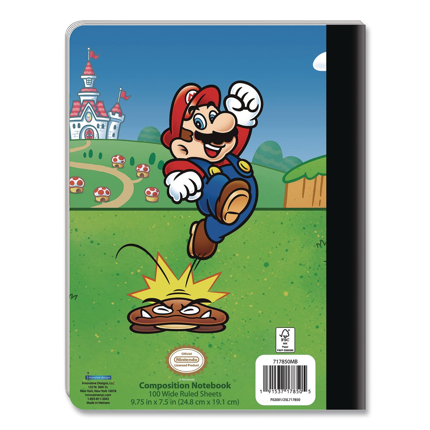Innovative Designs Licensed Composition Book, Super Mario, Wide/Legal Rule, Multicolor Cover, (100) 9.75 x 7.5 Sheets (IDI717850MBSA)