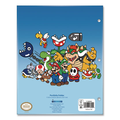 Innovative Designs Licensed Two-Pocket Folder, Super Mario, Side: 3-Hole Punched, Accommodates (50) 11 x 8.5 Sheets, Multicolor (IDI717890MBSA)