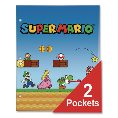 Innovative Designs Licensed Two-Pocket Folder, Super Mario, Side: 3-Hole Punched, Accommodates (50) 11 x 8.5 Sheets, Multicolor (IDI717890MBSA)