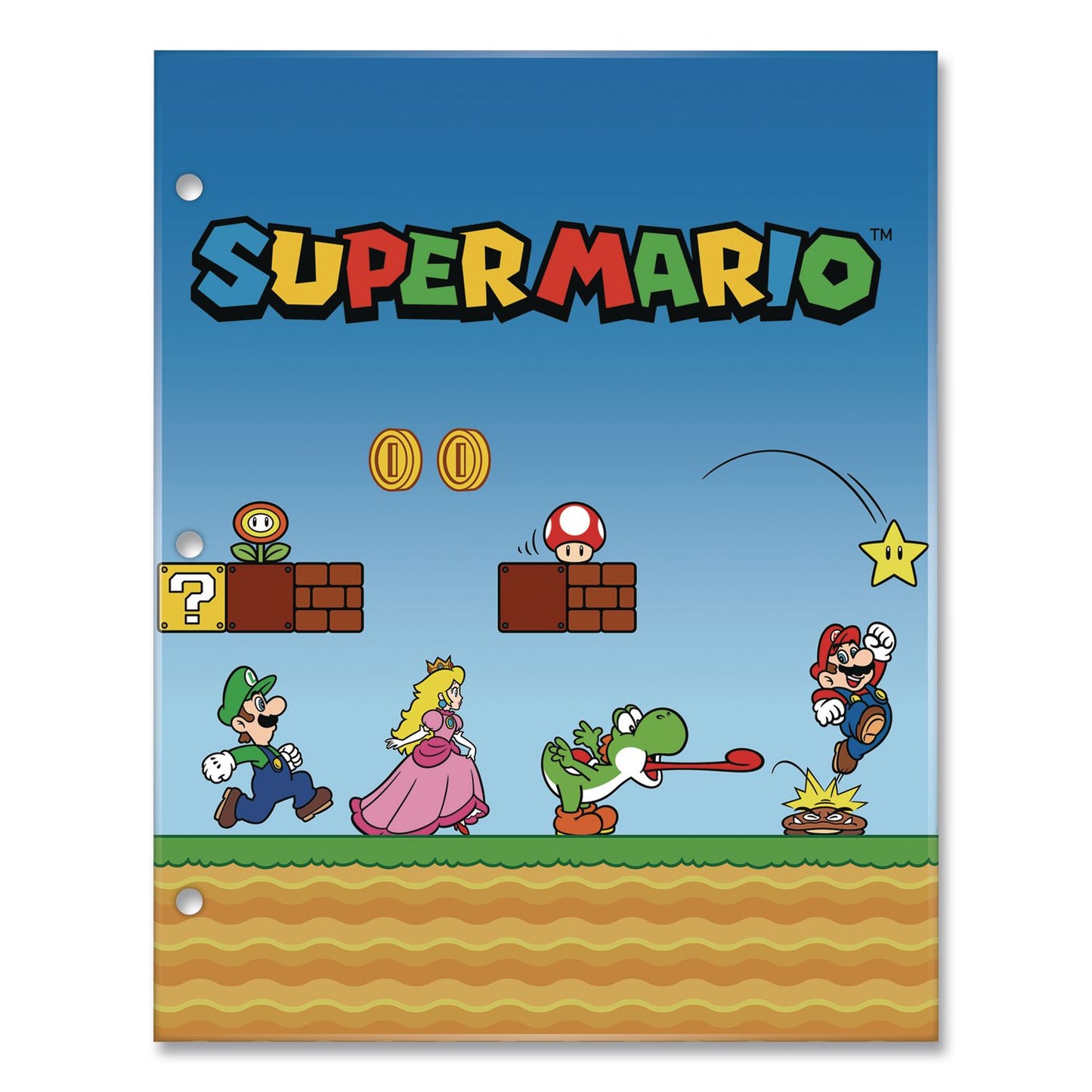 Innovative Designs Licensed Two-Pocket Folder, Super Mario, Side: 3-Hole Punched, Accommodates (50) 11 x 8.5 Sheets, Multicolor (IDI717890MBSA)