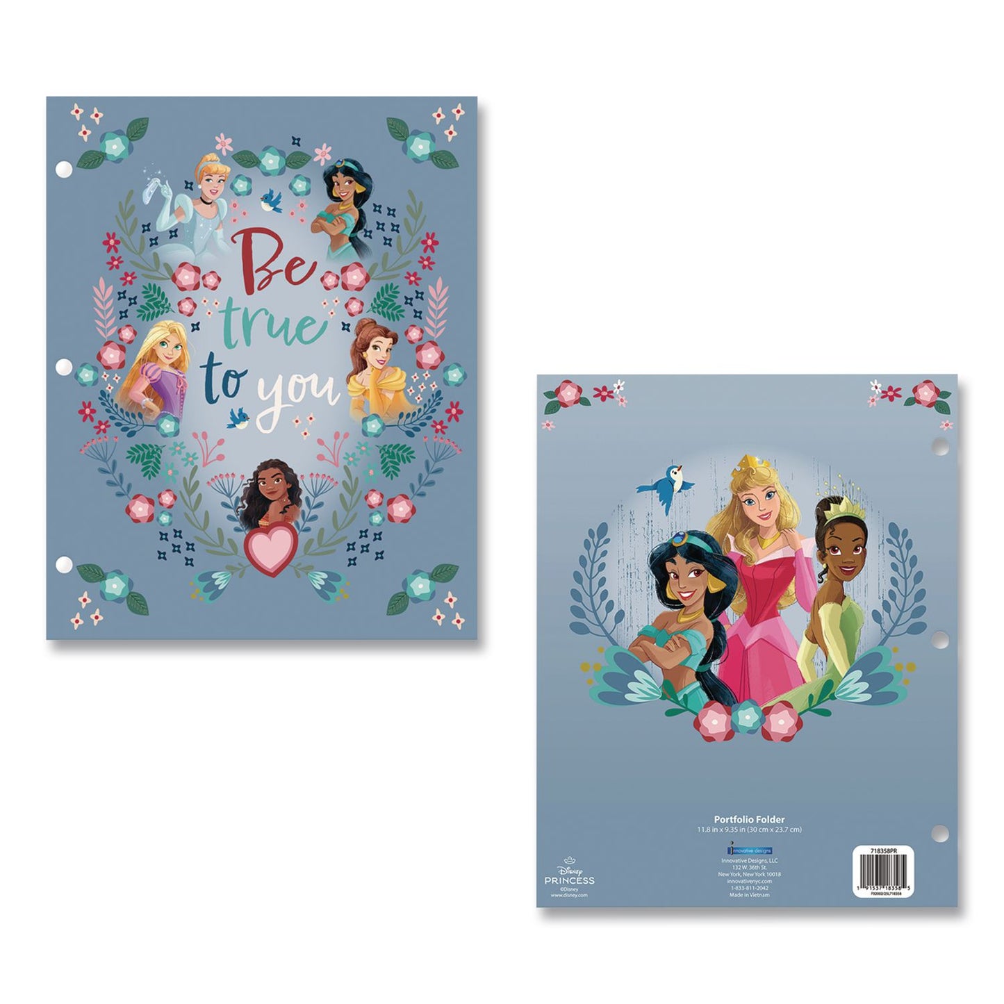 Innovative Designs Licensed Two-Pocket Folder, Disney Princesses, Side: 3-Hole Punched, Accommodates (50) 11 x 8.5 Sheets, Multicolor (IDI718358PRSA)
