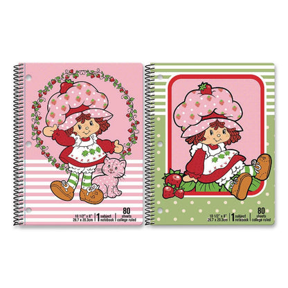 Inkology® Licensed Spiral Notebook, Randomly Assorted Strawberry Shortcake Cover Designs, Medium/College Rule, (80) 10.5 x 8 Sheets (INK4706912PDQ)
