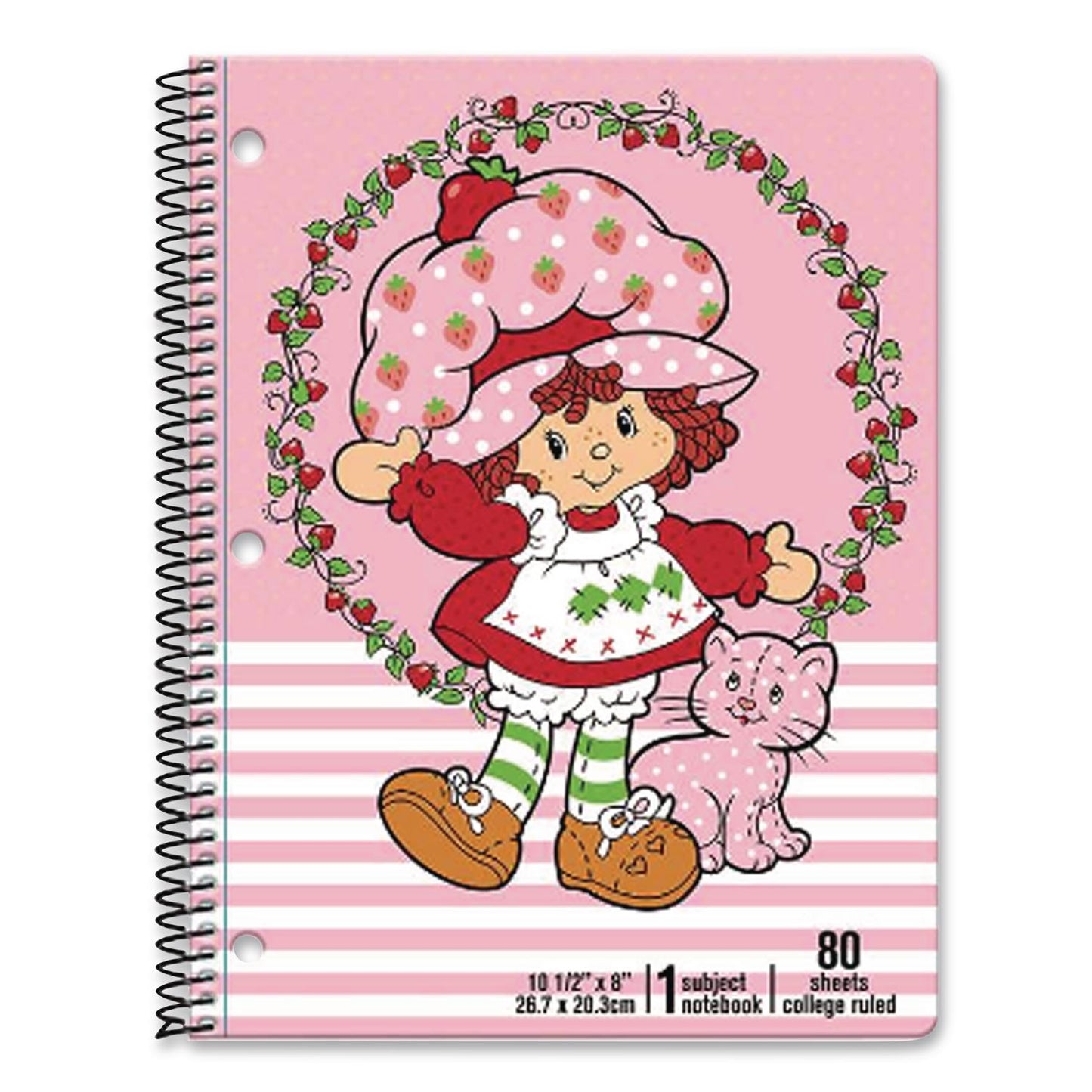 Inkology® Licensed Spiral Notebook, Randomly Assorted Strawberry Shortcake Cover Designs, Medium/College Rule, (80) 10.5 x 8 Sheets (INK4706912PDQ)