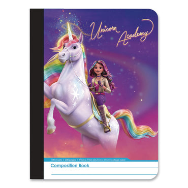 Inkology® Composition Book, Randomly Assorted Unicorn Academy Cover Designs, Medium/College Rule, (100) 9.75 x 7.5 Sheets (INK4792212PDQ)