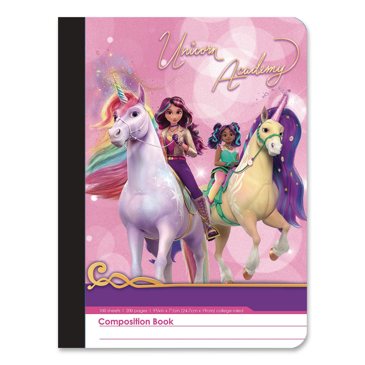 Inkology® Composition Book, Randomly Assorted Unicorn Academy Cover Designs, Medium/College Rule, (100) 9.75 x 7.5 Sheets (INK4792212PDQ)
