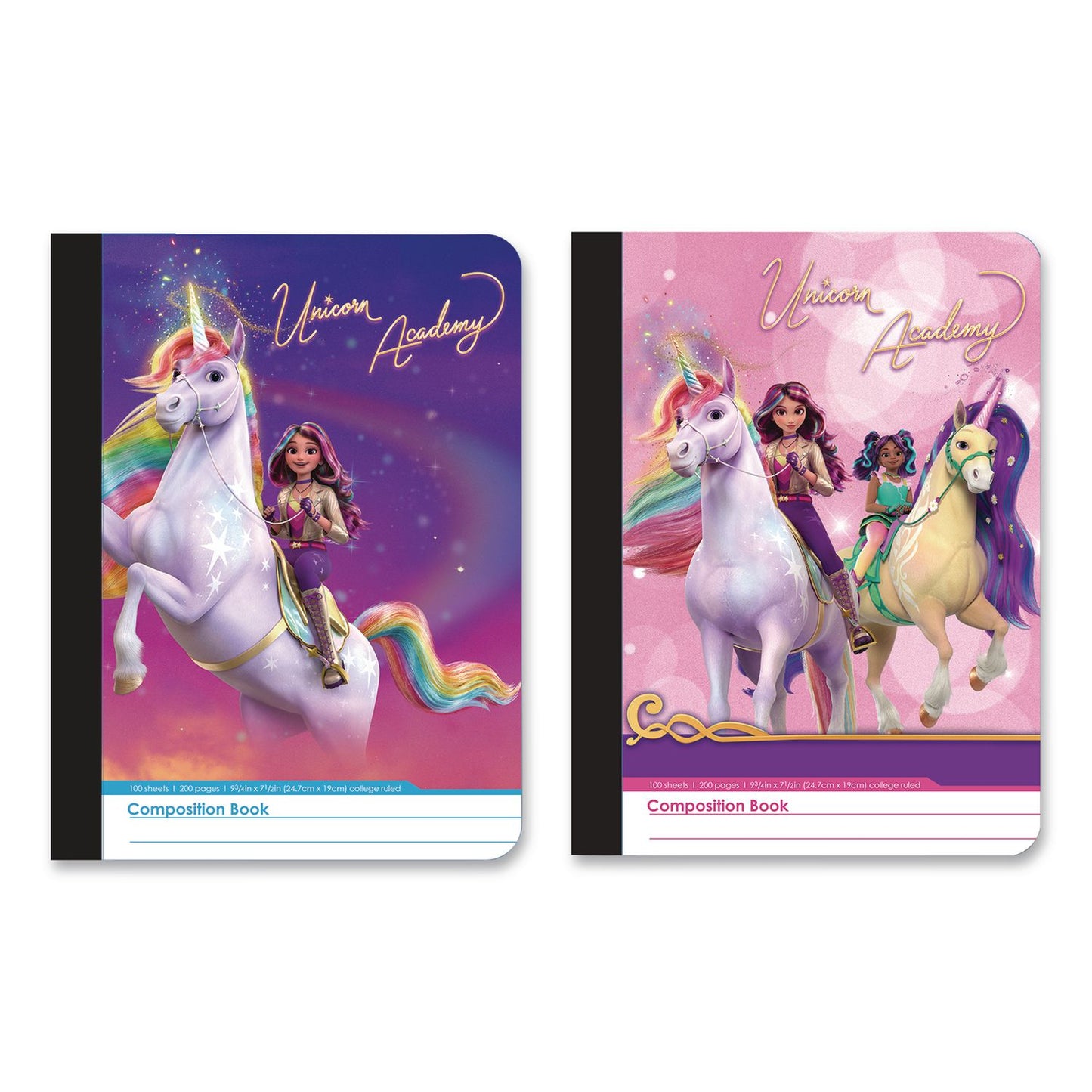 Inkology® Composition Book, Randomly Assorted Unicorn Academy Cover Designs, Medium/College Rule, (100) 9.75 x 7.5 Sheets (INK4792212PDQ)