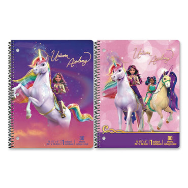 Inkology® Licensed Spiral Notebook, Randomly Assorted Unicorn Academy Cover Designs, Medium/College Rule, (80) 10.5 x 8 Sheets (INK4820212PDQ)