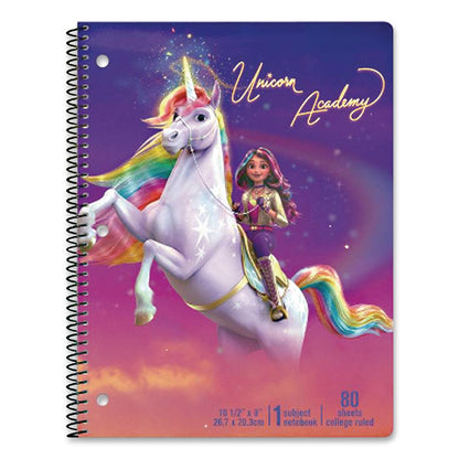 Inkology® Licensed Spiral Notebook, Randomly Assorted Unicorn Academy Cover Designs, Medium/College Rule, (80) 10.5 x 8 Sheets (INK4820212PDQ)