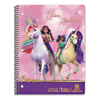 Inkology® Licensed Spiral Notebook, Randomly Assorted Unicorn Academy Cover Designs, Medium/College Rule, (80) 10.5 x 8 Sheets (INK4820212PDQ)