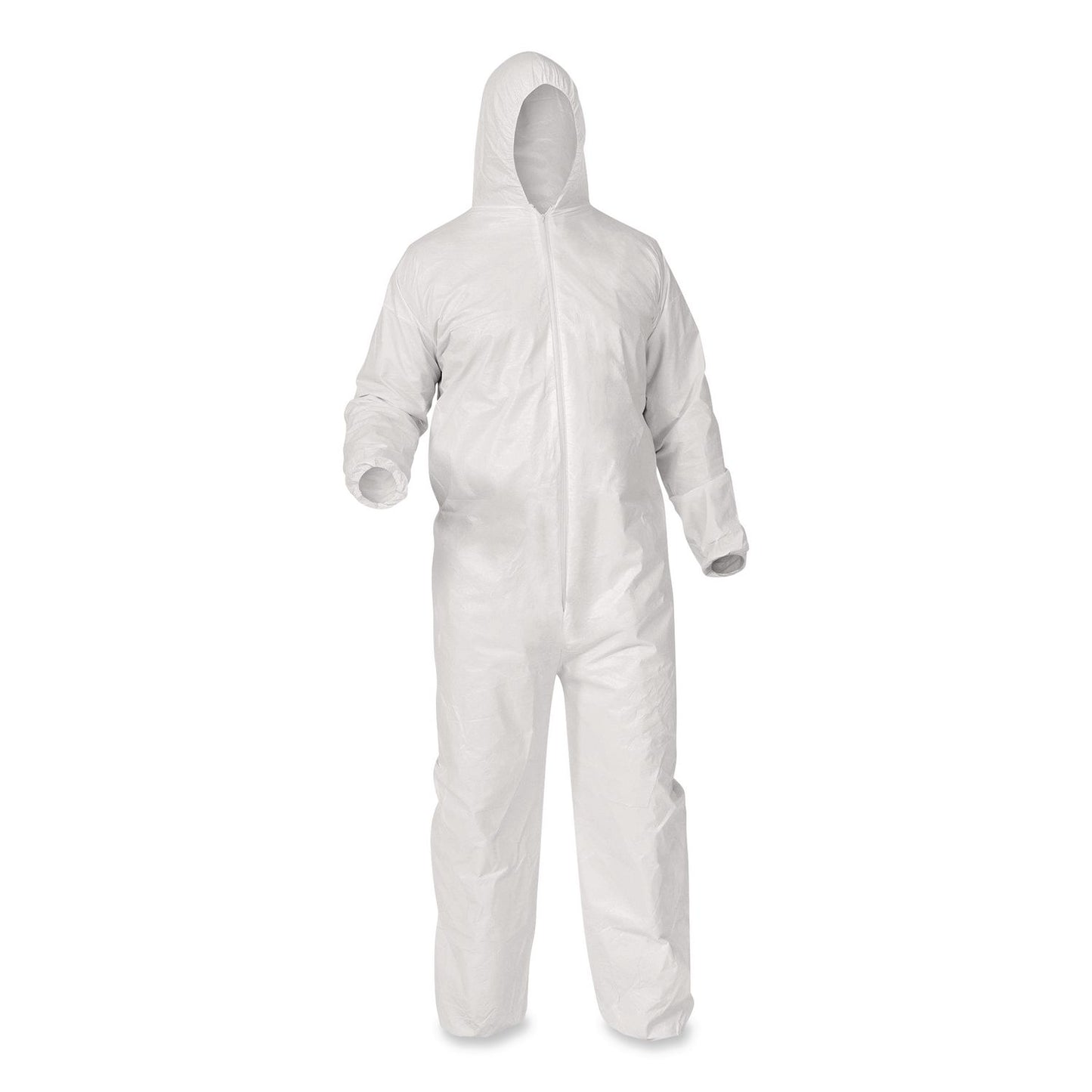 KleenGuard™ A35 Liquid and Particle Protection Coveralls, Zipper Front, Hooded, Elastic Wrists and Ankles, 3X-Large, White, 25/Carton (ANS38942)
