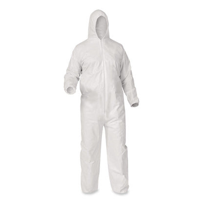 KleenGuard™ A35 Liquid and Particle Protection Coveralls, Zipper Front, Hooded, Elastic Wrists and Ankles, 3X-Large, White, 25/Carton (ANS38942)