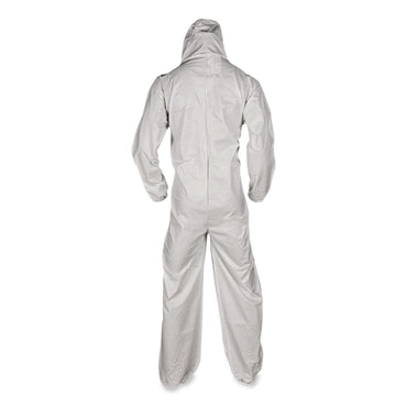 KleenGuard™ A35 Liquid and Particle Protection Coveralls, Zipper Front, Hooded, Elastic Wrists and Ankles, 3X-Large, White, 25/Carton (ANS38942)