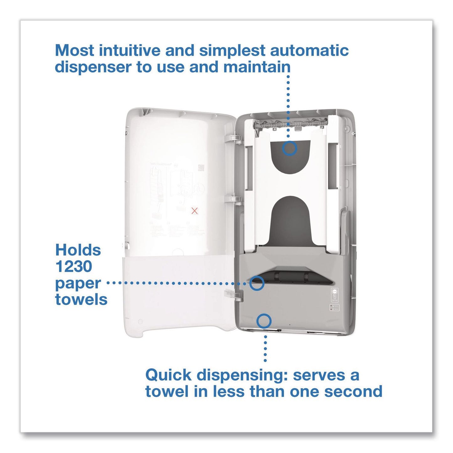 Tork® PeakServe Automatic Continuous Paper Hand Towel Dispenser, 14.47 x 4.04 x 25.15, White (TRK552540)